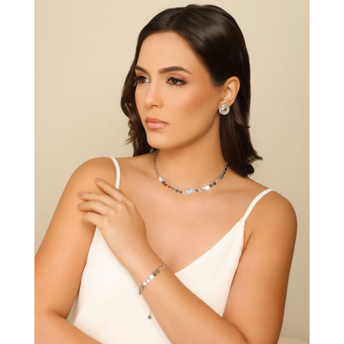 Choker Plaquinhas Lisas 6 mm Ródio Branco