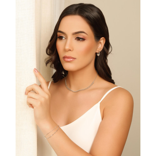 Choker Grumet Bolinhas Lisas Ródio Branco