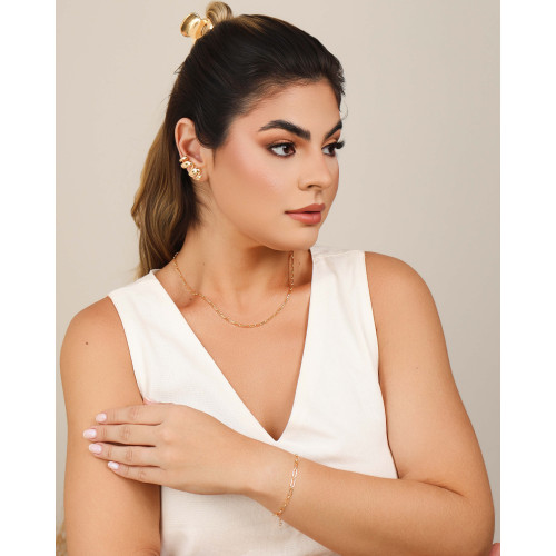 Gargantilha Elos Lisos 3 mm Banhado a Ouro 18K - 45 cm