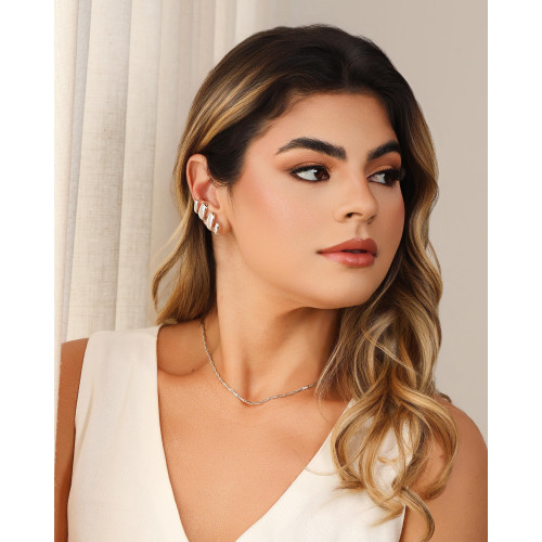 Choker Elos Grampo Ródio Branco