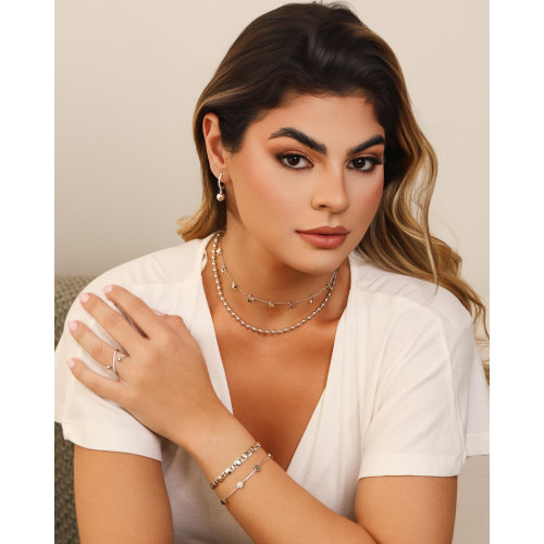 Choker Elos Plaquinhas Lisas 3 mm Ródio Branco