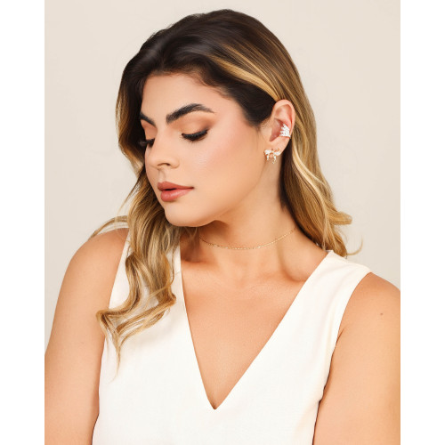 Choker Piastrine 1 mm Banhado a Ouro 18K