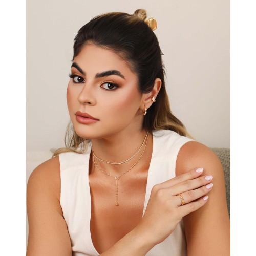 Gargantilha Gravata Bolinhas Banhado a Ouro 18K - 40 cm