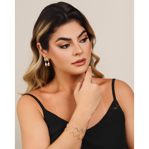 Bracelete Ondas 1.2 cm Ródio Branco