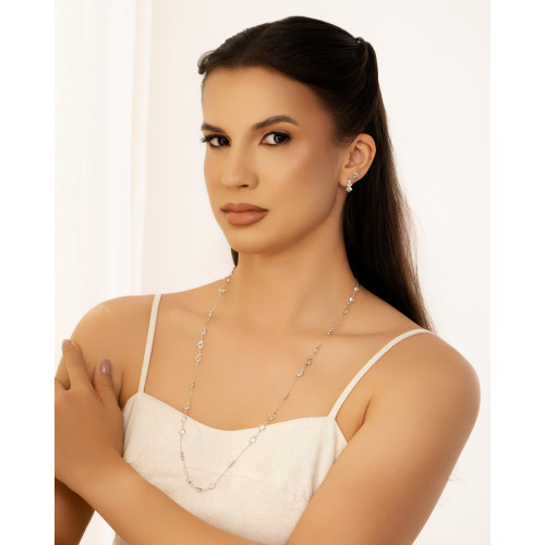 Brinco Flor Pontos de Luz Cristal 7 mm Ródio Branco