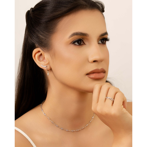 Choker Navetes Cristal Ródio Branco