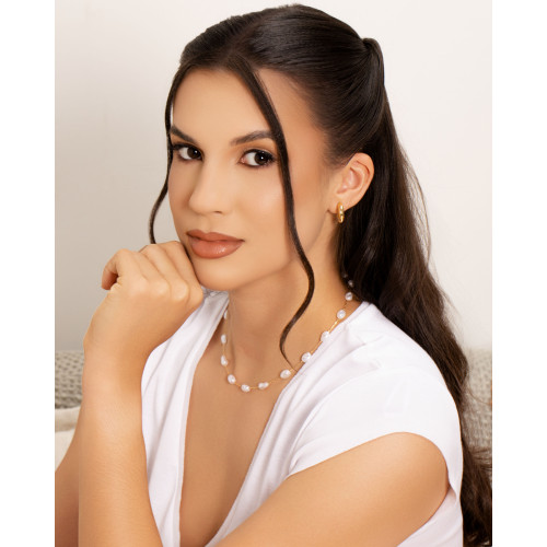 Gargantilha Elos Pérolas Barrocas Banhado a Ouro 18K - 40 cm