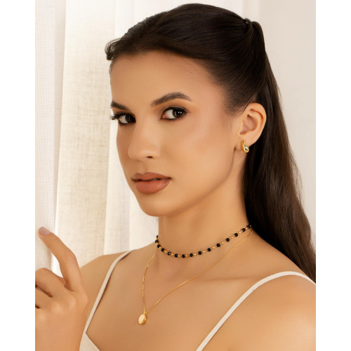 Gargantilha Veneziana Redondo Liso Banhado a Ouro 18K - 45 cm