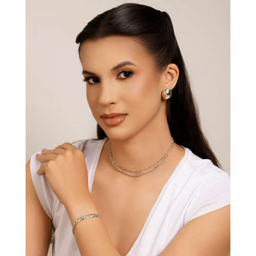 Pulseira Grumet Dupla Ródio Branco