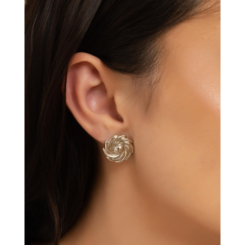 Brinco Flor Lisa 1.8 cm Ródio Branco