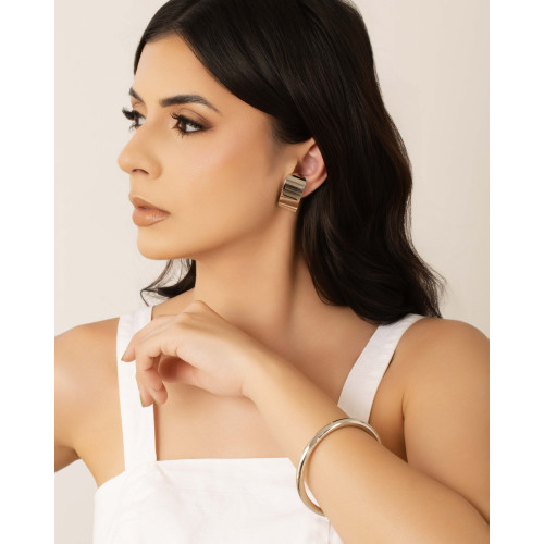 Ear Hook Liso 3.2 cm Flat Ródio Branco