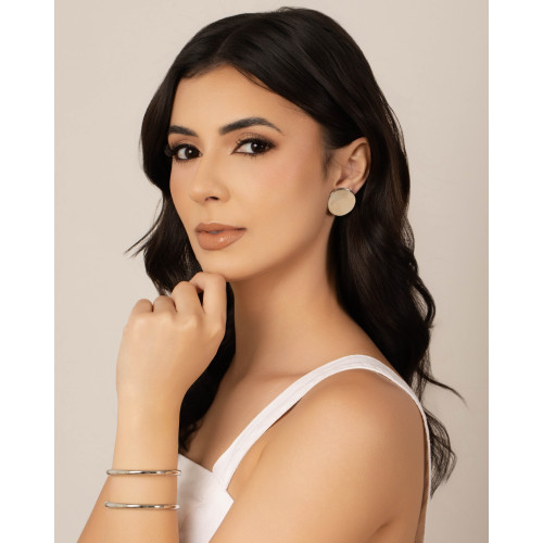 Brinco Redondo Liso 2.5 cm Ródio Branco