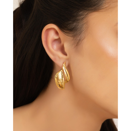 Brinco Orgânico Liso 4.0 cm Banhado a Ouro 18K