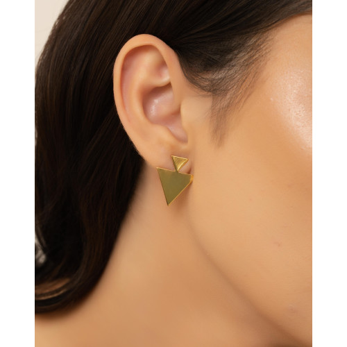 Brinco Triângulo Duplo Liso 2.1 cm Banhado a Ouro 18K