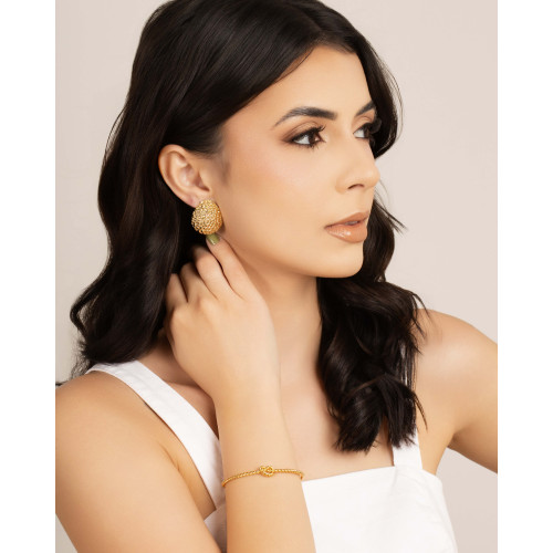 Brinco Gota Texturizada 2.9 cm Banhado a Ouro 18K