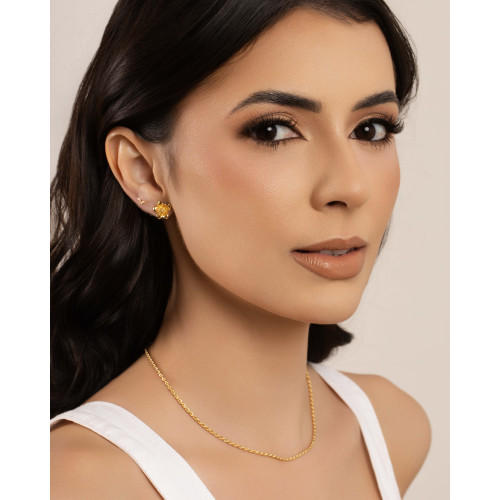 Brinco Pássaro Liso 8 mm Banhado a Ouro 18K