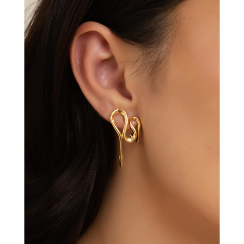 Brinco Fio Torcido Orgânico 3.2 cm Banhado a Ouro 18K