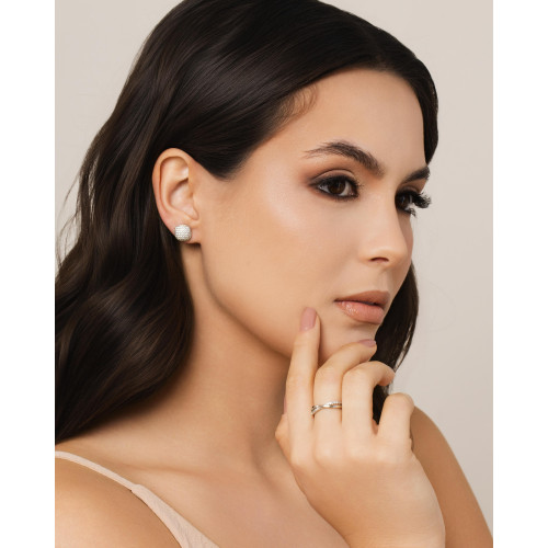 Anel X Cravejado Cristal Tamanho 21 Ródio Branco