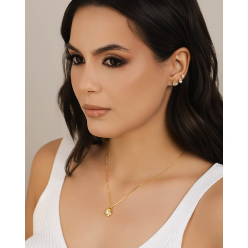 Gargantilha Veneziana Orgânico Liso Gota Cristal Banhado a Ouro 18K - 45 cm