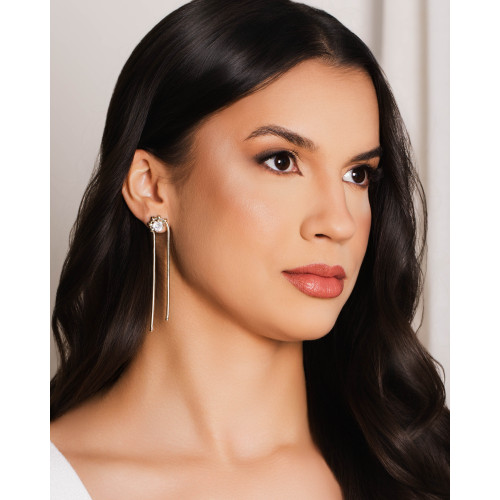 Brinco Rabo de Rato Franja Ponto de Luz 7.2 cm Ródio Branco