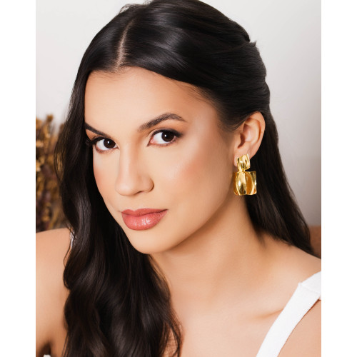 Brinco Geométrico Orgânico 4.2 cm Banhado a Ouro 18K