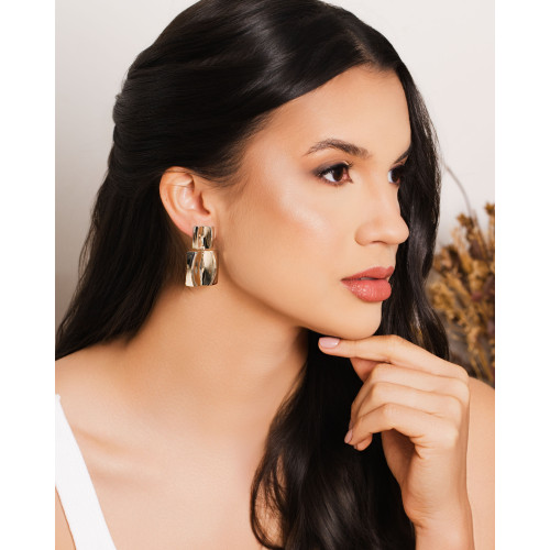 Brinco Geométrico Orgânico 4.2 cm Ródio Branco