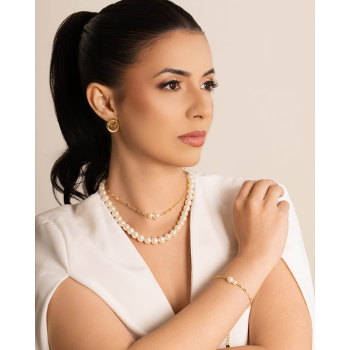 Choker Elos Pérolas Banhado a Ouro 18K