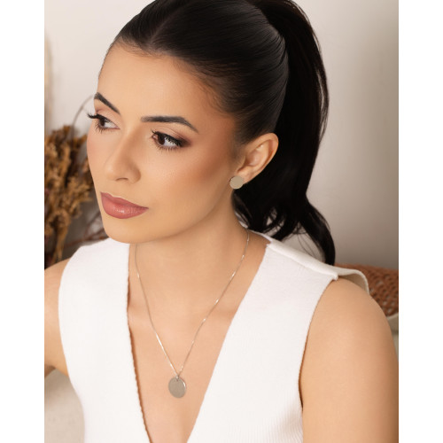 Gargantilha Veneziana Redondo Flat Liso Ródio Branco - 45 cm