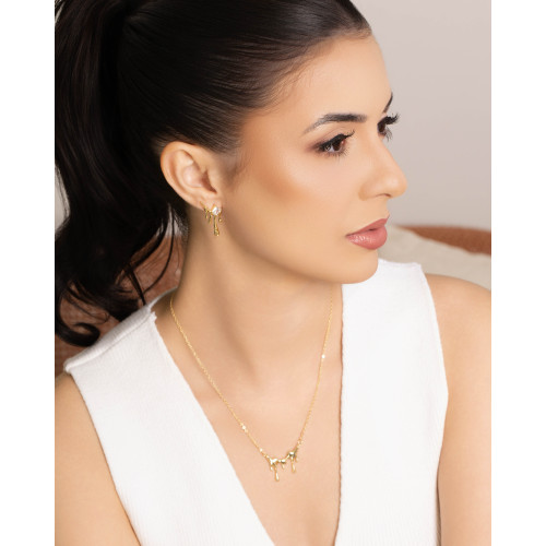 Gargantilha Elos Derretido Liso Banhado a Ouro 18K - 45 cm