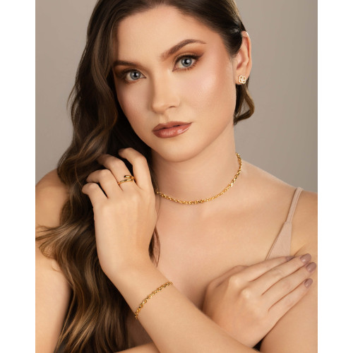 Pulseira Elos Torcidos 4 mm Banhado a Ouro 18K