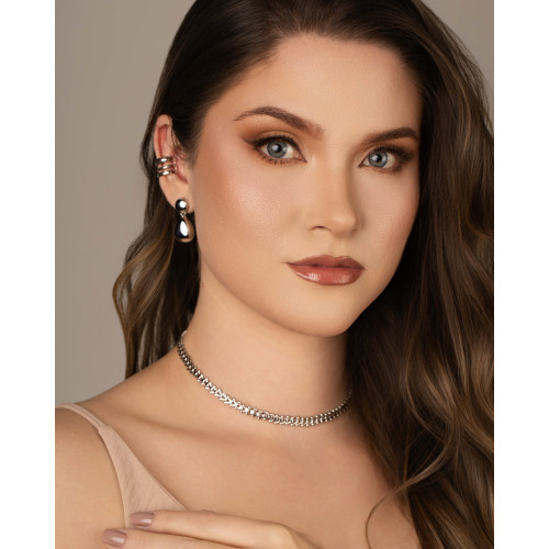 Choker Escamas 6 mm Ródio Branco