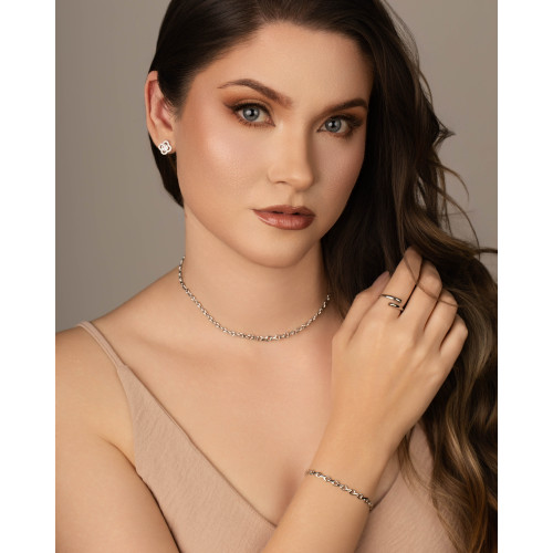 Choker Elos Torcidos 4 mm Ródio Branco