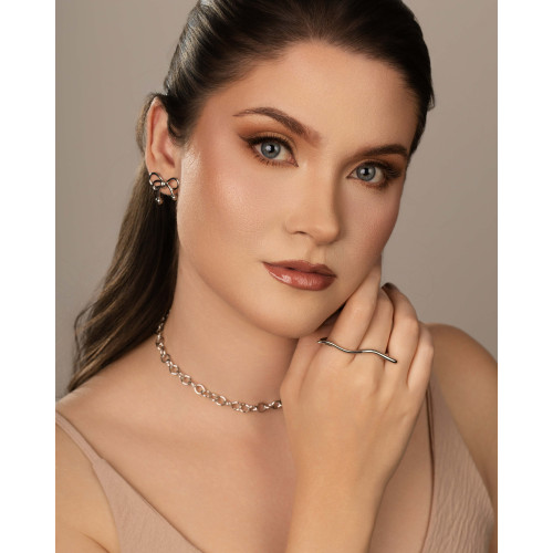 Choker Elos Ovais 6 mm Ródio Branco