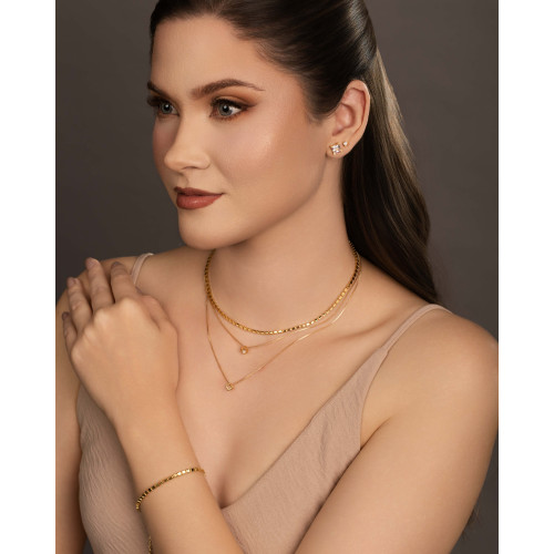 Choker Malha Quadrada 3 mm Banhado a Ouro 18K