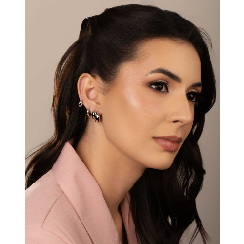 Brinco Argola Click Liso 1.6 cm Ródio Branco