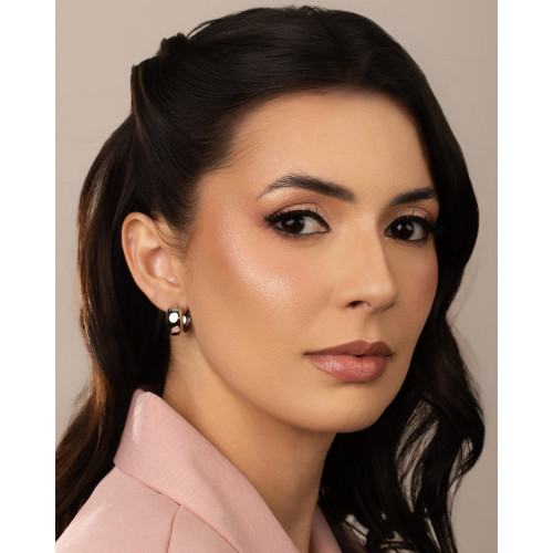 Brinco Argola Click Abaulada Lisa 1.7 cm Ródio Branco