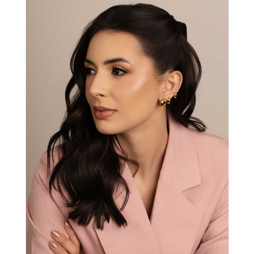 Brinco Argola Click Abaulada Lisa 1.4 cm Banhado a Ouro 18K