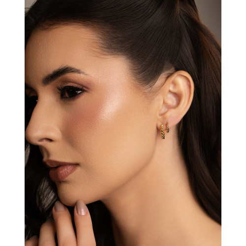 Dupla de Argolas Bolinhas Banhado a Ouro 18K