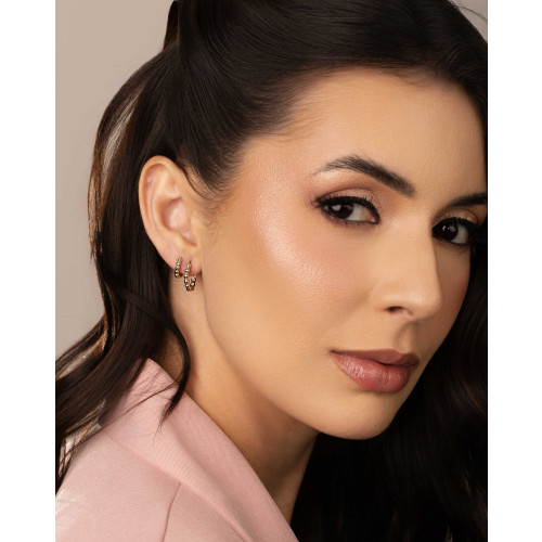 Dupla de Argolas Bolinhas Ródio Branco