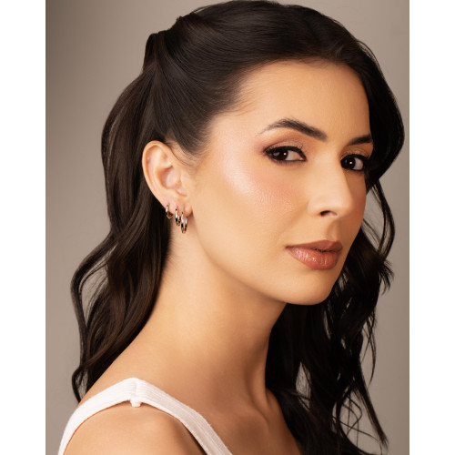 Brinco Argola Click Fio Liso 1.6 cm Ródio Branco