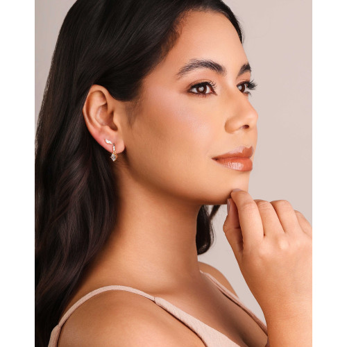 Brinco Navetes Cristal 8 mm Banhado a Ouro 18K