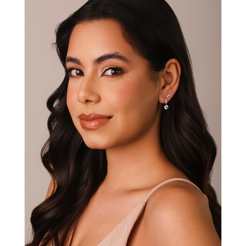 Brinco Navetes Cristal 8 mm Ródio Branco