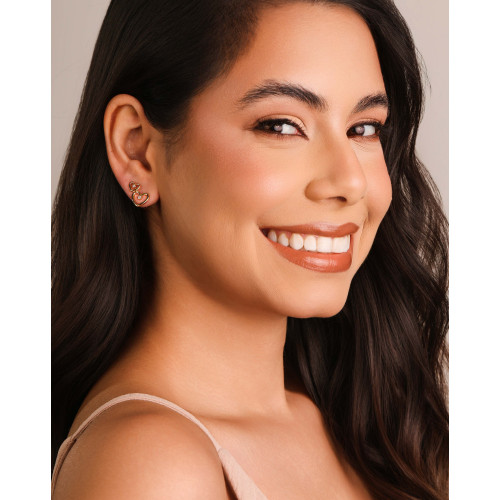 Brinco Coração Ponto de Luz Cristal 1.0 cm Banhado a Ouro 18K