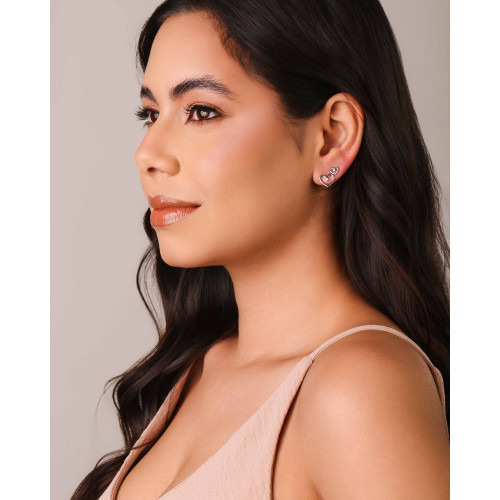 Brinco Coração Ponto de Luz Cristal 1.0 cm Ródio Branco