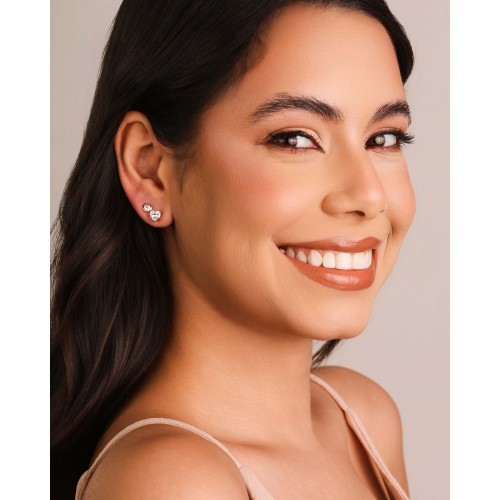 Brinco Ponto de Luz Coração Cristal 5 mm Banhado a Ouro 18K