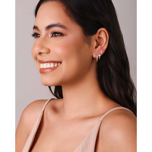 Brinco Ponto de Luz Entrelaçado Cristal 5 mm Banhado a Ouro 18K