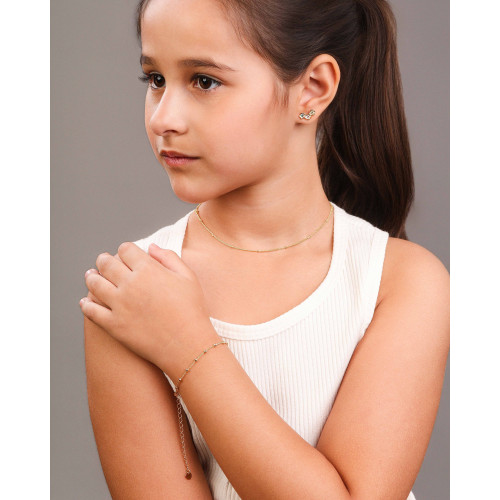 Ear Cuff Infantil Florzinhas Coloridas Banhado a Ouro 18K