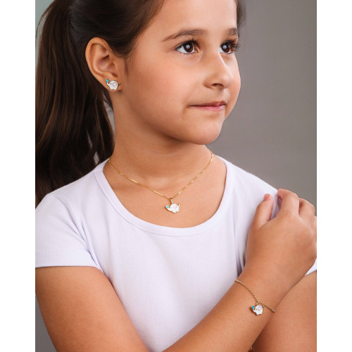 Gargantilha Infantil Elefante 1.0 cm Banhado a Ouro 18K - 35 cm