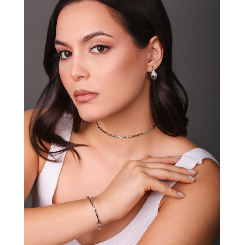 Brinco Gota Orgânica 2.4 cm Ródio Branco