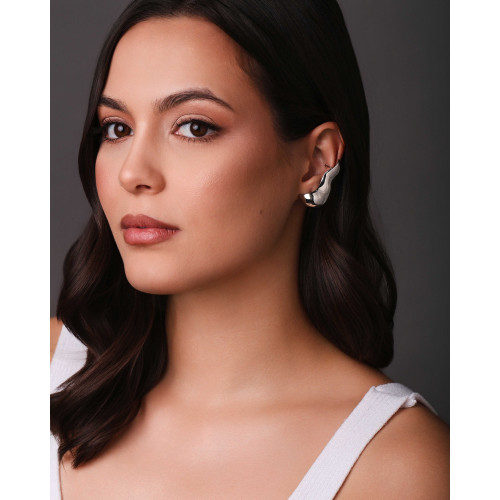 Ear Cuff Orgânico Liso 3.9 cm Ródio Branco